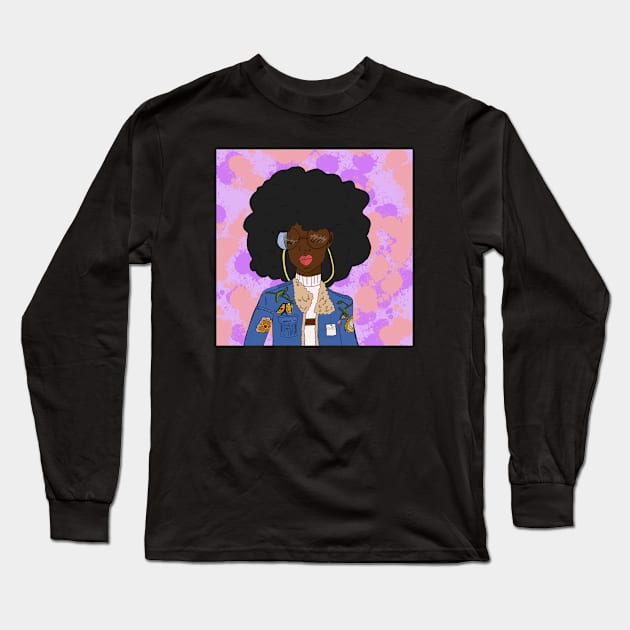 Black girl magic (black afro) Long Sleeve T-Shirt by DejaDoodlesArt